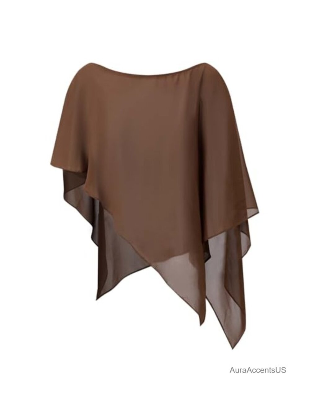 Women's Sheer Chiffon Poncho Asymmetrical Cover Up Beach Vacation - Picture 4 of 5